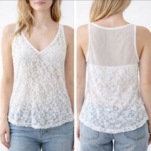 White Sheer Lace V-Neck Cami Hollister Co